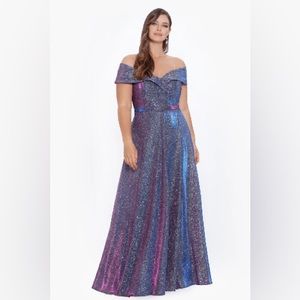 Xscape Evenings Off shoulder glitter gown - Size 18W